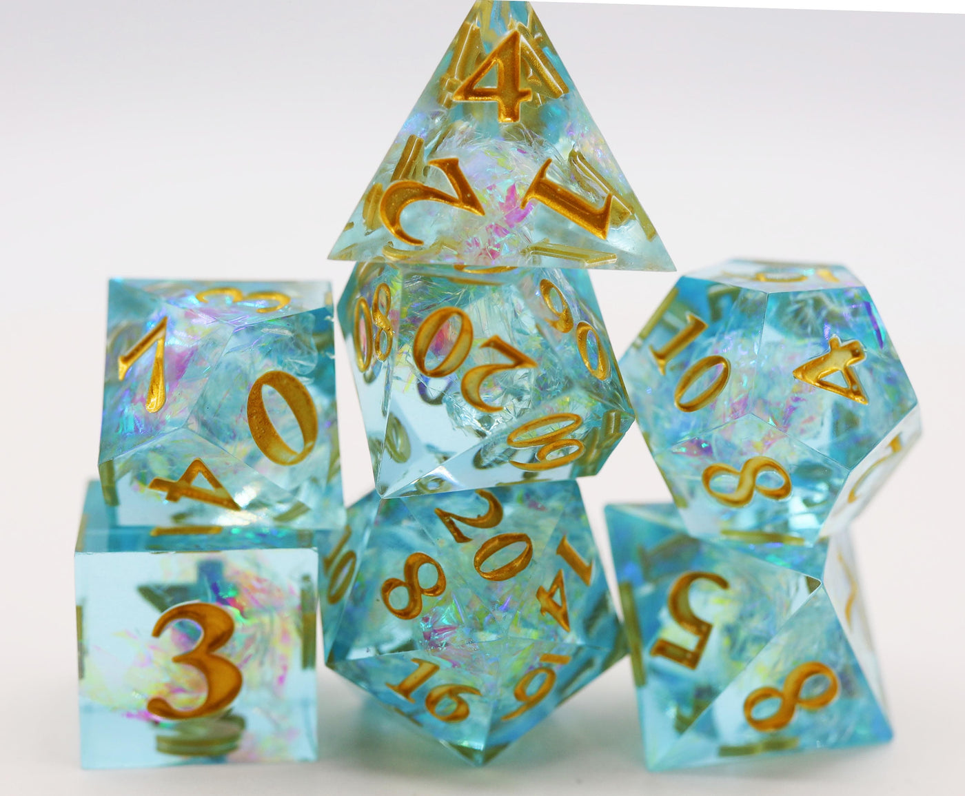 Sharp Edge Resin RPG Dice Set - Icy Pond Plastic Dice Foam Brain Games