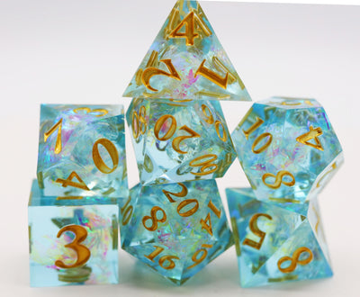 Sharp Edge Resin RPG Dice Set - Icy Pond Plastic Dice Foam Brain Games