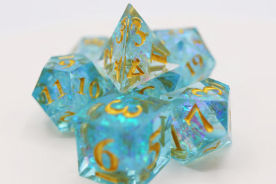 Sharp Edge Resin RPG Dice Set - Icy Pond Plastic Dice Foam Brain Games
