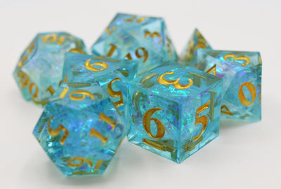 Sharp Edge Resin RPG Dice Set - Icy Pond Plastic Dice Foam Brain Games