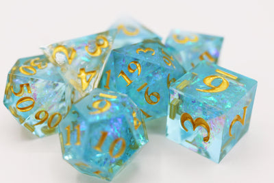 Sharp Edge Resin RPG Dice Set - Icy Pond Plastic Dice Foam Brain Games