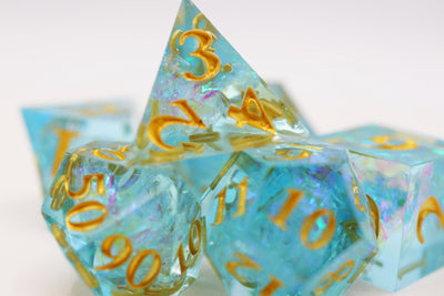 Sharp Edge Resin RPG Dice Set - Icy Pond Plastic Dice Foam Brain Games