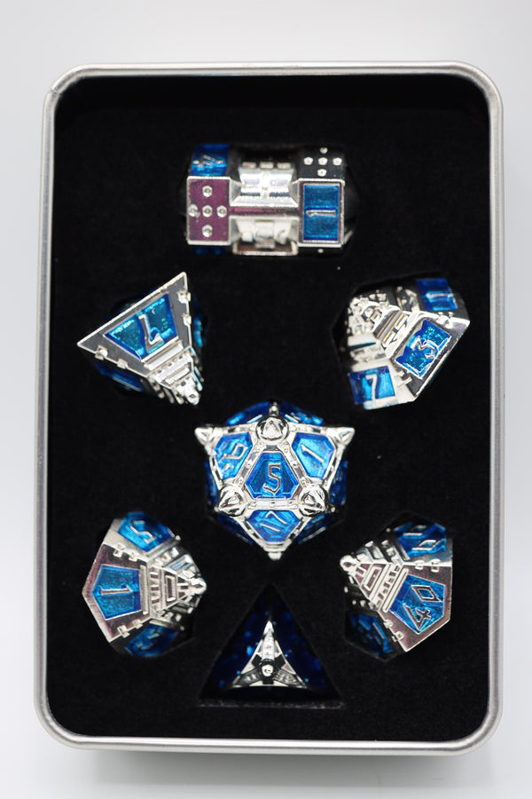 Dice 51: Interstellar Indigo - Metal RPG Dice Set Metal Dice Foam Brain Games