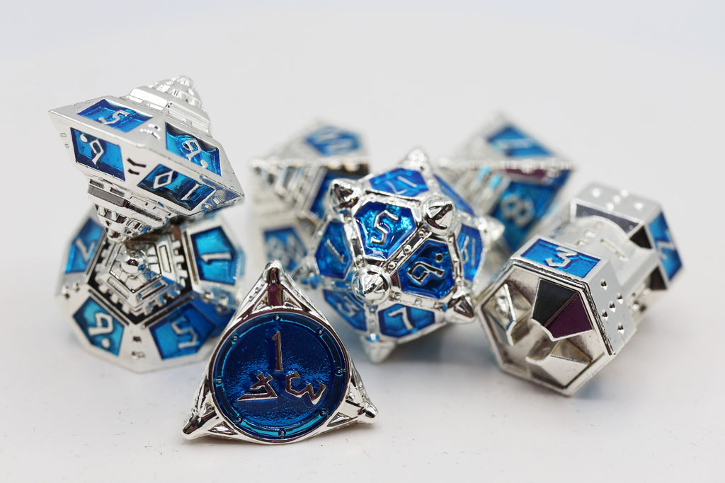 Dice 51: Interstellar Indigo - Metal RPG Dice Set Metal Dice Foam Brain Games