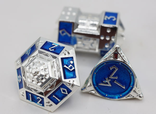 Dice 51: Interstellar Indigo - Metal RPG Dice Set Metal Dice Foam Brain Games