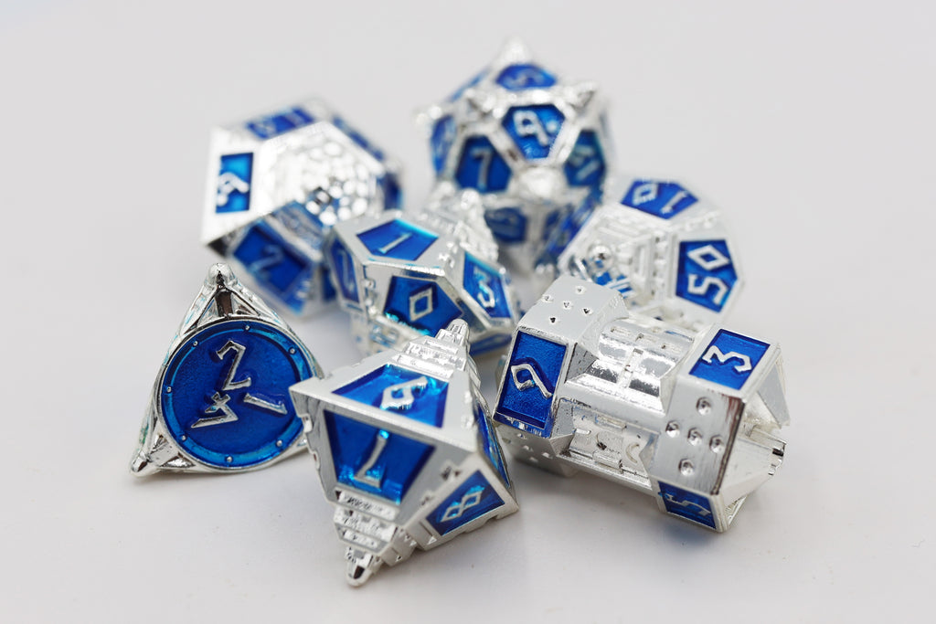 Dice 51: Interstellar Indigo - Metal RPG Dice Set Metal Dice Foam Brain Games