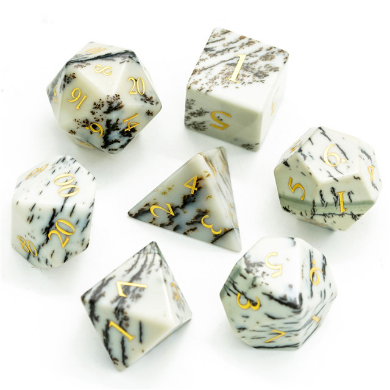 Jasper - Gemstone Engraved with Gold Stone Dice Foam Brain Games