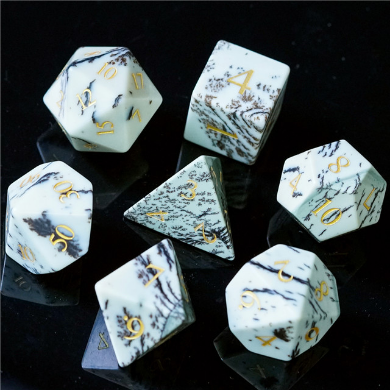 Jasper - Gemstone Engraved with Gold Stone Dice Foam Brain Games
