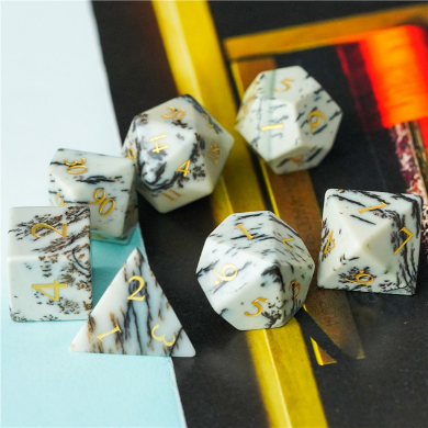 Jasper - Gemstone Engraved with Gold Stone Dice Foam Brain Games