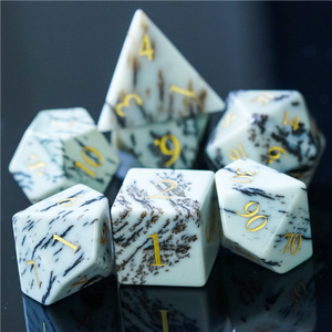 Jasper - Gemstone Engraved with Gold Stone Dice Foam Brain Games