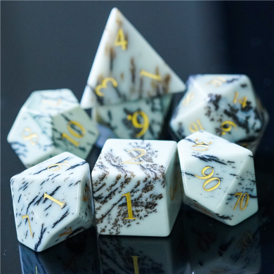 Jasper - Gemstone Engraved with Gold Stone Dice Foam Brain Games