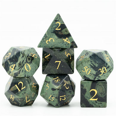 Kambaba Jasper - Engraved with Gold Stone Dice Foam Brain Games