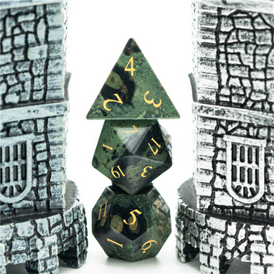 Kambaba Jasper - Engraved with Gold Stone Dice Foam Brain Games