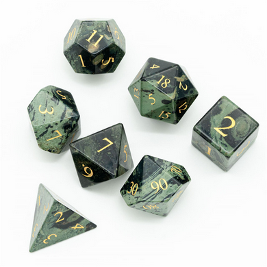 Kambaba Jasper - Engraved with Gold Stone Dice Foam Brain Games