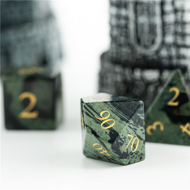 Kambaba Jasper - Engraved with Gold Stone Dice Foam Brain Games