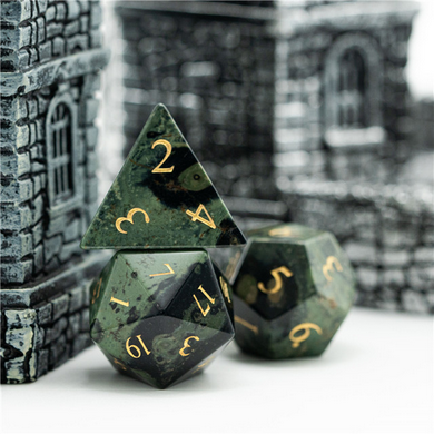 Kambaba Jasper - Engraved with Gold Stone Dice Foam Brain Games