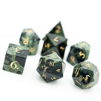 Kambaba Jasper - Engraved with Gold Stone Dice Foam Brain Games