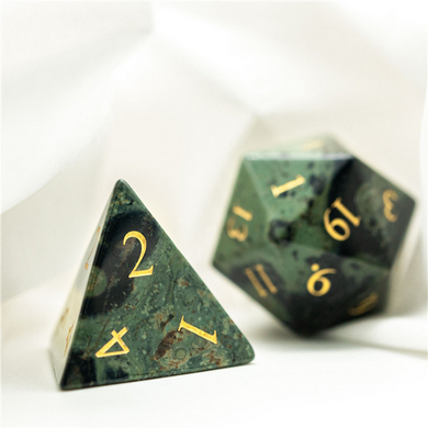 Kambaba Jasper - Engraved with Gold Stone Dice Foam Brain Games