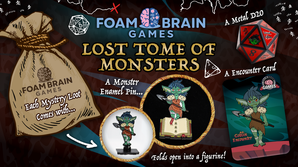 Mystery Loot: Lost Tome of Monsters Metal Dice Foam Brain Games