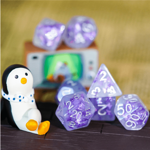 Lavender Butterfly RPG Dice Set Plastic Dice Foam Brain Games