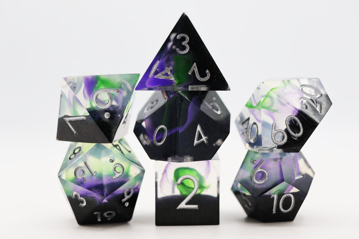 Sharp Edge Resin RPG Dice Set - Magic Trick Plastic Dice Foam Brain Games