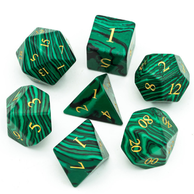 Malachite - Gemstone Engraved with Gold Stone Dice Foam Brain Games