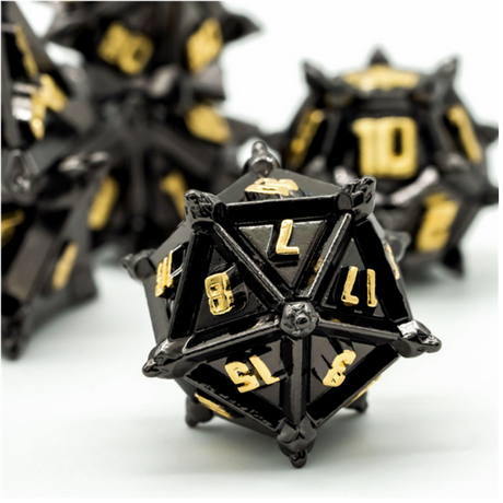 Warrior's Flail: Medieval - Metal RPG Dice Set Metal Dice Foam Brain Games