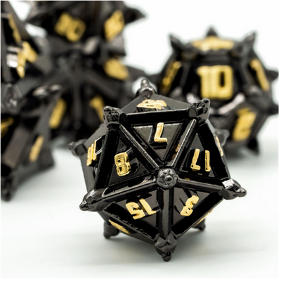 Warrior's Flail: Medieval - Metal RPG Dice Set Metal Dice Foam Brain Games