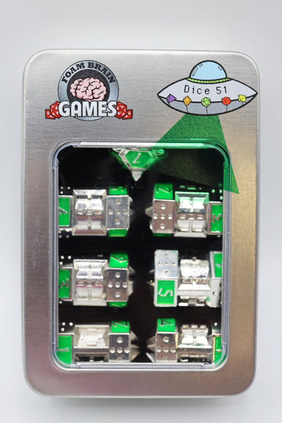 Dice 51: Neon Diamonds - Metal CCG Dice Set Metal Dice Foam Brain Games