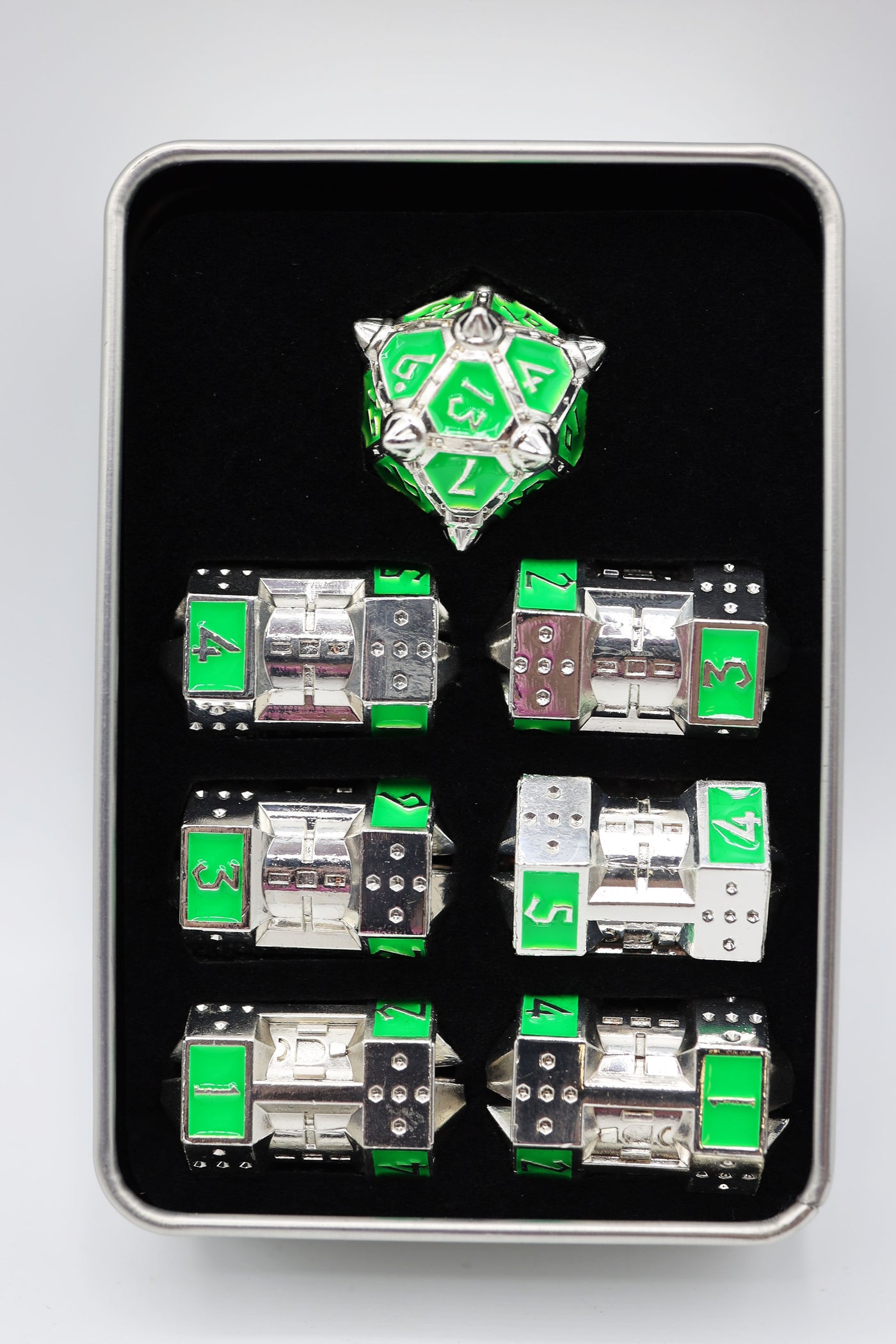Dice 51: Neon Diamonds - Metal CCG Dice Set Metal Dice Foam Brain Games