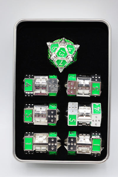 Dice 51: Neon Diamonds - Metal CCG Dice Set Metal Dice Foam Brain Games