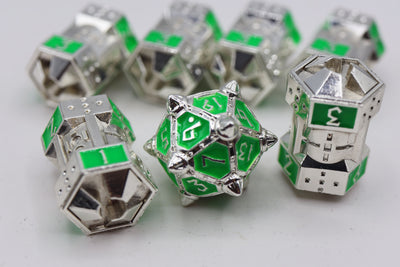Dice 51: Neon Diamonds - Metal CCG Dice Set Metal Dice Foam Brain Games