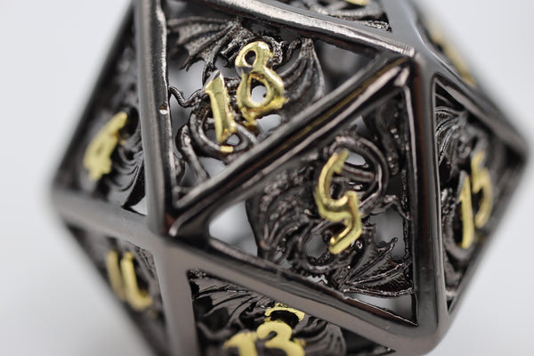 Dragon Essence: Night - Hollow Metal RPG Dice Set Metal Dice Foam Brain Games