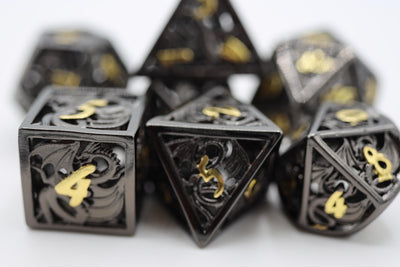 Dragon Essence: Night - Hollow Metal RPG Dice Set Metal Dice Foam Brain Games