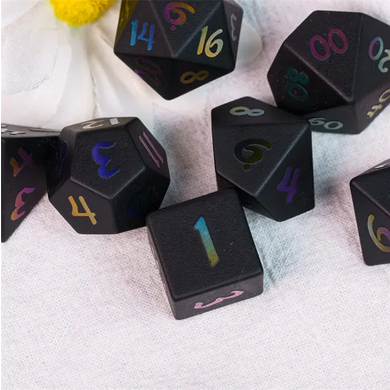 Obsidian - Gemstone with Rainbow Font Stone Dice Foam Brain Games