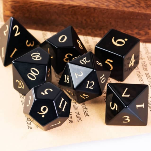 Obsidian - Engraved with Gold Stone Dice Foam Brain Games