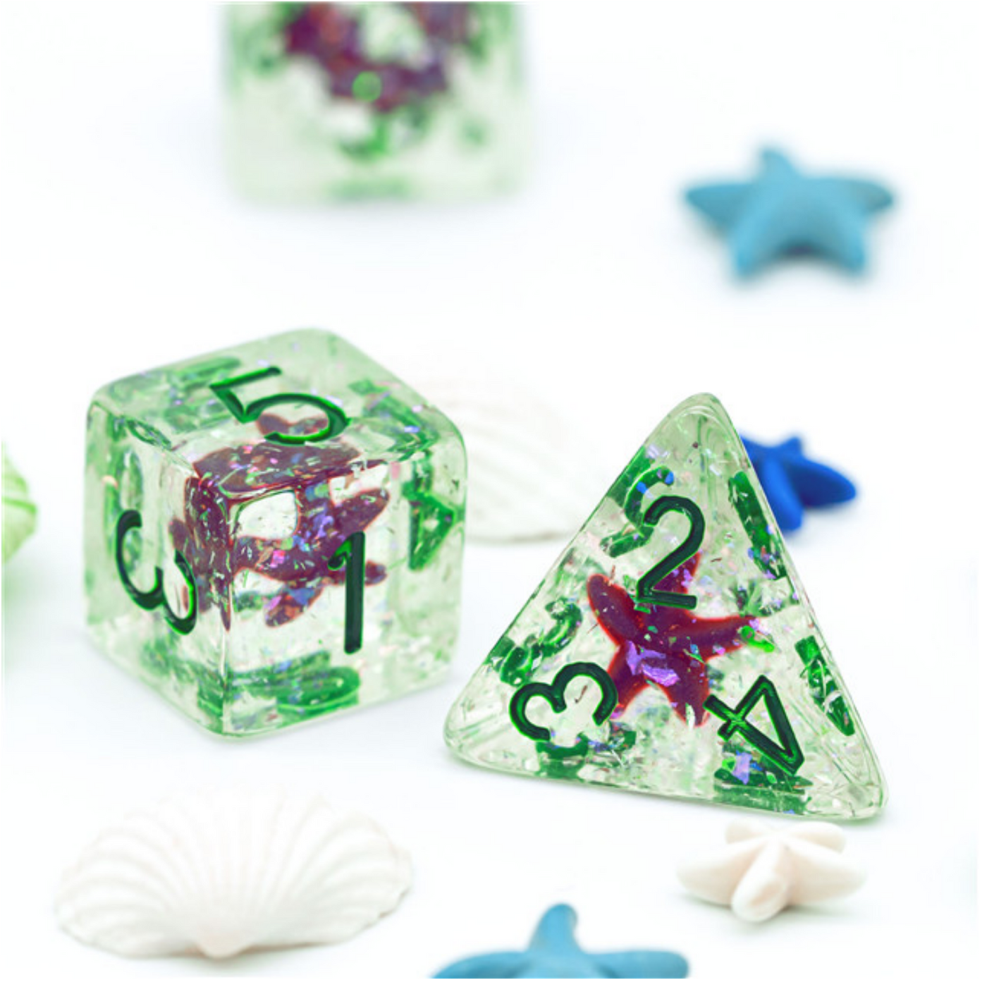Ocean Sparkle Starfish RPG Dice Set Plastic Dice Foam Brain Games