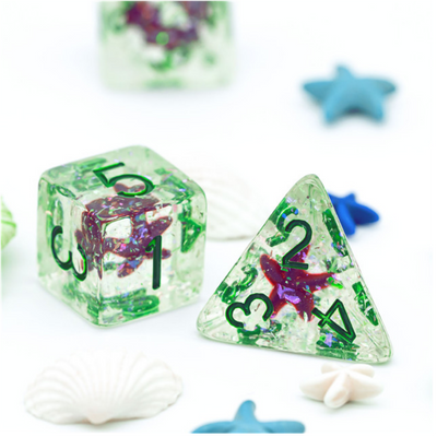 Ocean Sparkle Starfish RPG Dice Set Plastic Dice Foam Brain Games