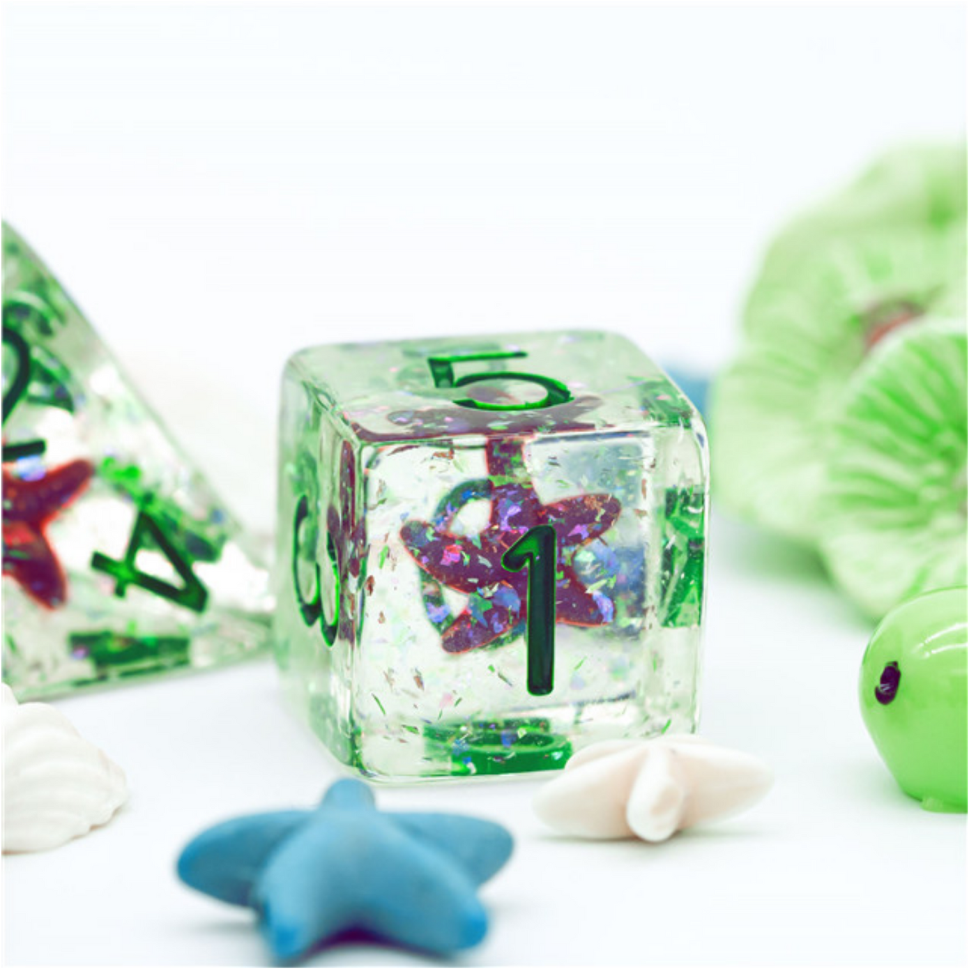 Ocean Sparkle Starfish RPG Dice Set Plastic Dice Foam Brain Games