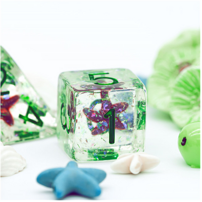 Ocean Sparkle Starfish RPG Dice Set Plastic Dice Foam Brain Games