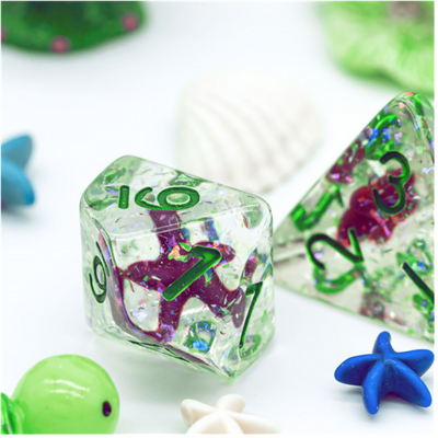 Ocean Sparkle Starfish RPG Dice Set Plastic Dice Foam Brain Games