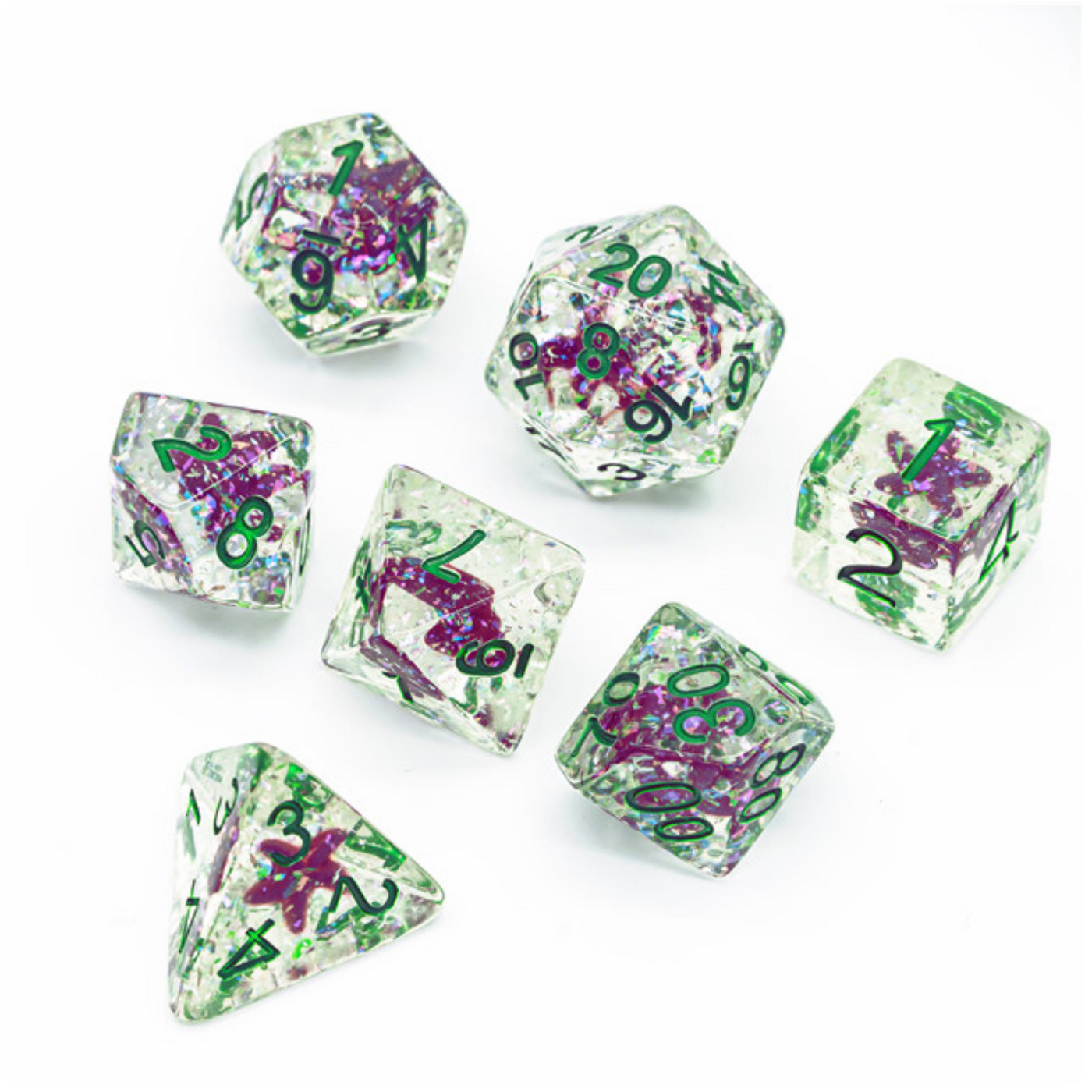 Ocean Sparkle Starfish RPG Dice Set Plastic Dice Foam Brain Games