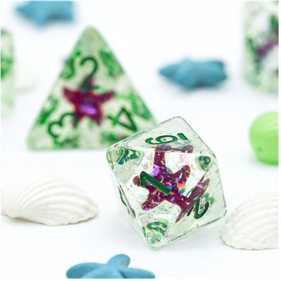 Ocean Sparkle Starfish RPG Dice Set Plastic Dice Foam Brain Games