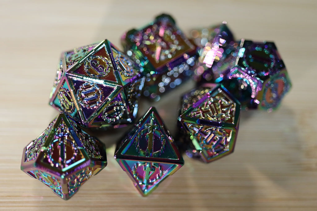 Crossed Swords: Opal Mined Sword - Metal RPG Dice Set Metal Dice Foam Brain Games