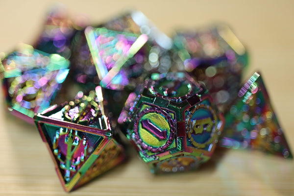 Crossed Swords: Opal Mined Sword - Metal RPG Dice Set Metal Dice Foam Brain Games