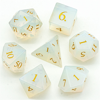 Opalite - Gemstone Engraved with Gold Stone Dice Foam Brain Games