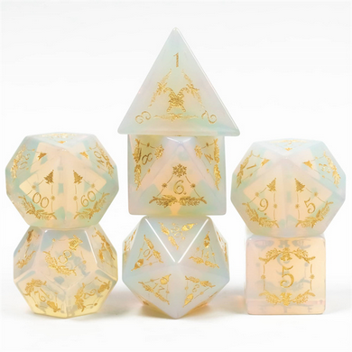 Opalite with Embellishment - Engraved with Gold Stone Dice Foam Brain Games