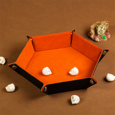 Leatherette & Velvet Dice Tray (Orange Hex) Dice Tray Foam Brain Games