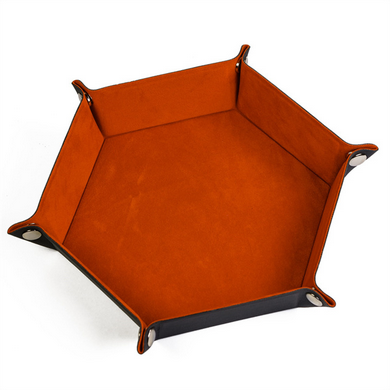 Leatherette & Velvet Dice Tray (Orange Hex) Dice Tray Foam Brain Games