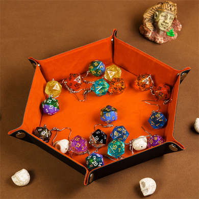 Leatherette & Velvet Dice Tray (Orange Hex) Dice Tray Foam Brain Games